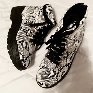 Snake Skin Sneaker Boots